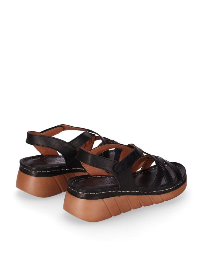 SANDALIAS DE PIEL NEGRAS CON CIERRE DE VELCRO PARA MUJER CHIKA 10 RELAX 03
