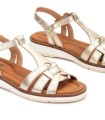 SANDALIAS DE PIEL CON HEBILLA PARA MUJER PIKOLINOS ROQUETAS W9B-0789CL ORO