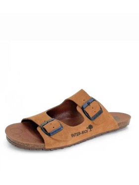 SANDALIAS PLANAS BAERFOOT DE DOBLE HEBILLA PARA MUJER INTERBIOS 1005 CAMEL