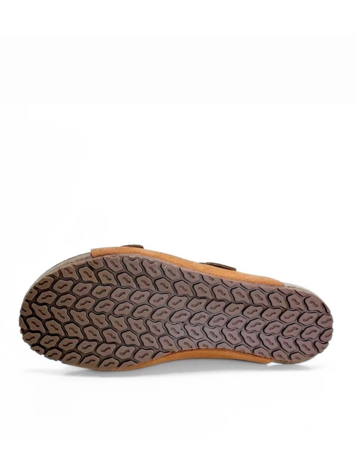 SANDALIAS PLANAS BAERFOOT DE DOBLE HEBILLA PARA MUJER INTERBIOS 1005 CAMEL