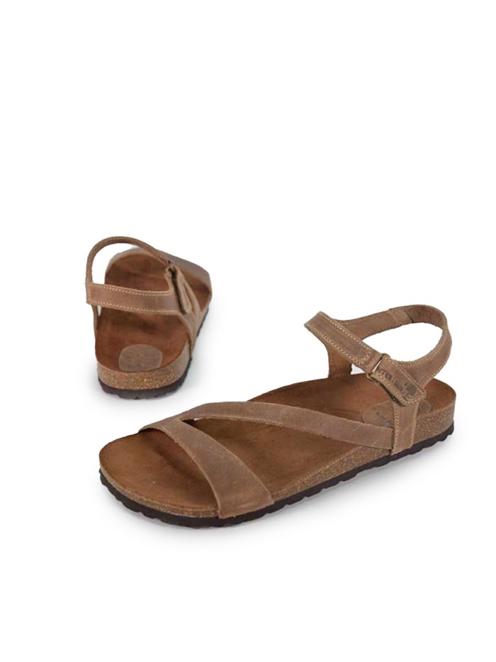 SANDALIA BAREFOOT DE PIEL PARA MUJER INTERBIOS 1004 BEIGE