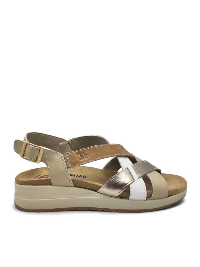 SANDALIAS DE PIEL CON PLANTILLA EXTRAIBLE PARA MUJER APLAUSO 4523 ORO