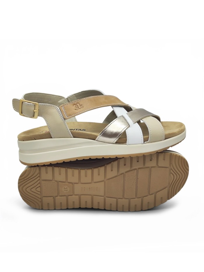 SANDALIAS DE PIEL CON PLANTILLA EXTRAIBLE PARA MUJER APLAUSO 4523 ORO