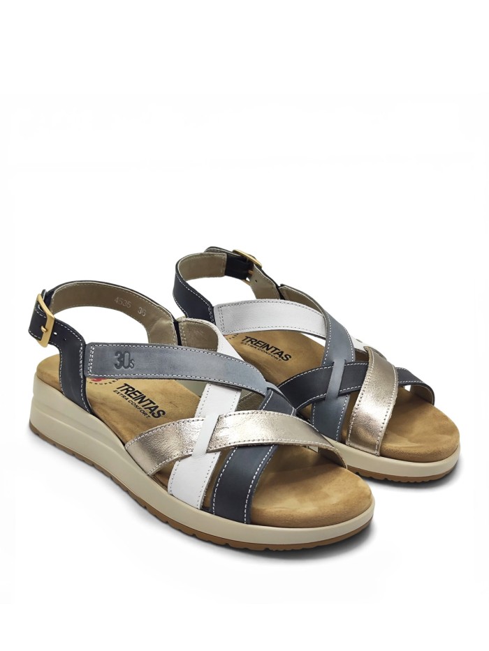 SANDALIAS DE PIEL CON PLANTILLA EXTRAIBLE PARA MUJER APLAUSO 4523 ORO