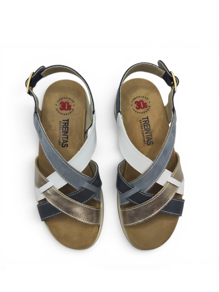 SANDALIAS DE PIEL CON PLANTILLA EXTRAIBLE PARA MUJER APLAUSO 4523 ORO