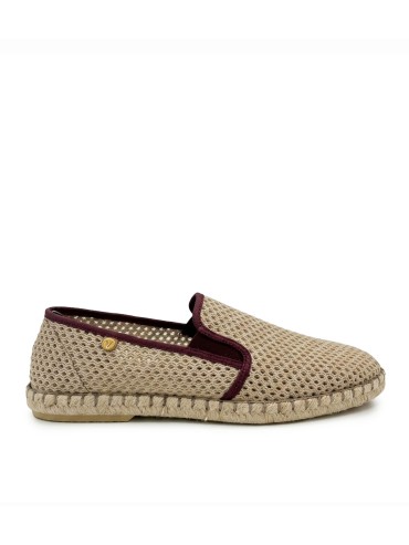 ALPARGATAS PLANAS DE CABALLERO VERBENAS TOM REJILLA TAUPE/BURDEOS