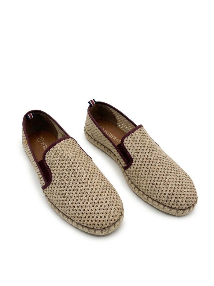 ALPARGATAS PLANAS DE CABALLERO VERBENAS TOM REJILLA TAUPE/BURDEOS