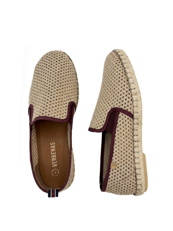 ALPARGATAS PLANAS DE CABALLERO VERBENAS TOM REJILLA TAUPE/BURDEOS