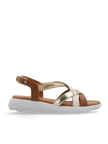 SANDALIA PLANA DE PIEL CON TIRAS CRUZADAS THE HAPPY MONKEY NALU 001 CUERO