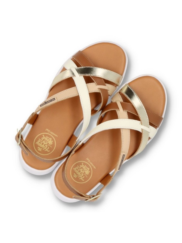 SANDALIA PLANA DE PIEL CON TIRAS CRUZADAS THE HAPPY MONKEY NALU 001 CUERO