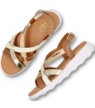 SANDALIA PLANA DE PIEL CON TIRAS CRUZADAS THE HAPPY MONKEY NALU 001 CUERO
