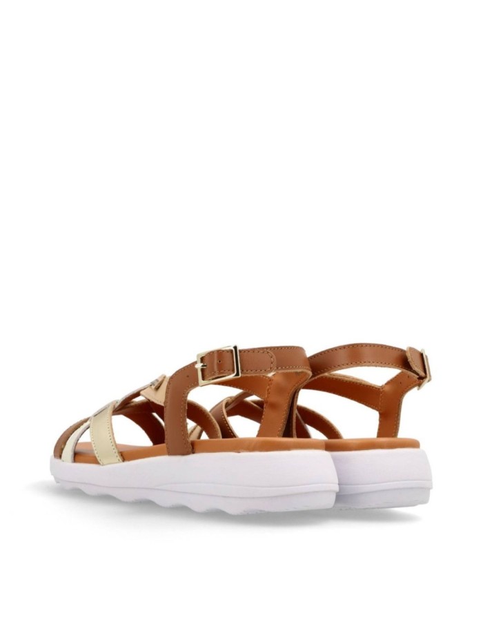 SANDALIA PLANA DE PIEL CON TIRAS CRUZADAS THE HAPPY MONKEY NALU 001 CUERO