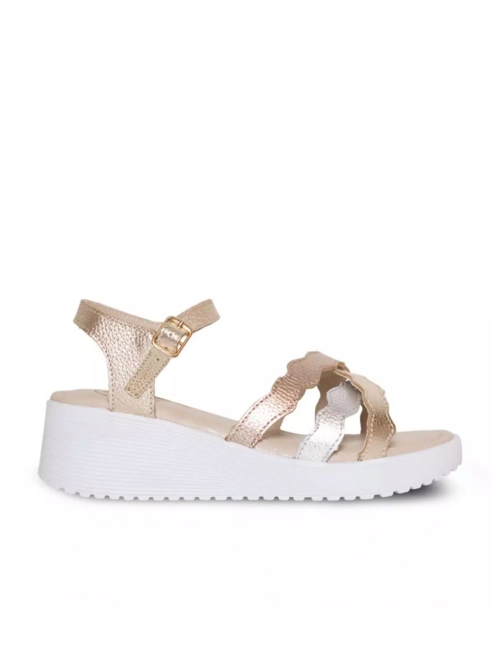 SANDALIAS ONFORT CON TIRAS ONDULADAS PARA MUJER THE HAPPY MONK BANUS 003 PLATINO