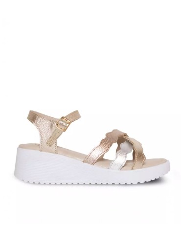 SANDALIAS ONFORT CON TIRAS ONDULADAS PARA MUJER THE HAPPY MONK BANUS 003 PLATINO