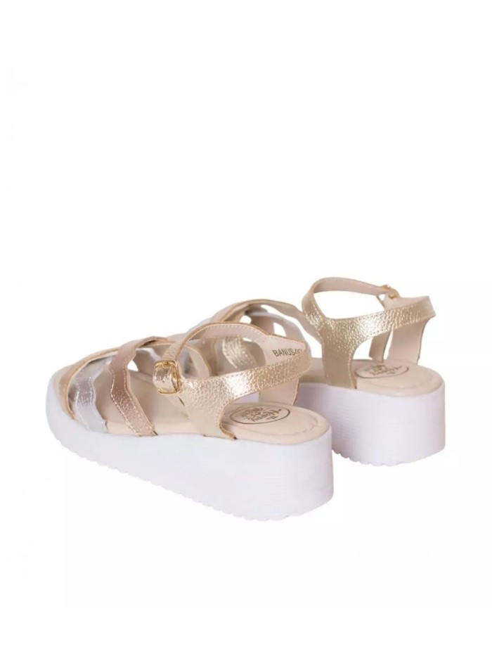 SANDALIAS ONFORT CON TIRAS ONDULADAS PARA MUJER THE HAPPY MONK BANUS 003 PLATINO