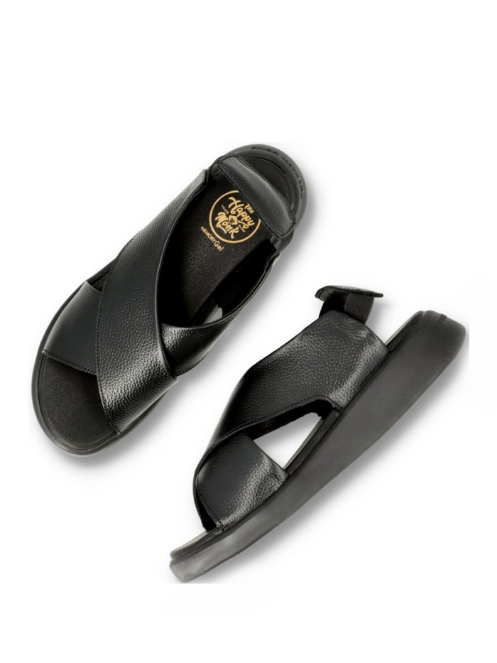 SANDALIAS CONFORT NEGRA DE PIEL PARA MUJER THE HAPPY MONK COSTA 001