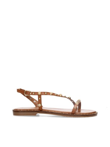SANDALIAS DE TIRAS EN PIEL CON ABALORIOS KISSIA JOPA-1 CUERO