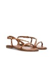 SANDALIAS DE TIRAS EN PIEL CON ABALORIOS KISSIA JOPA-1 CUERO