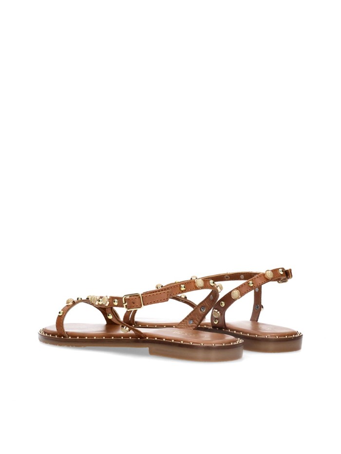 SANDALIAS DE TIRAS EN PIEL CON ABALORIOS KISSIA JOPA-1 CUERO