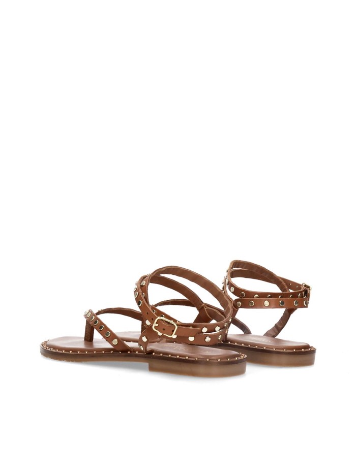 SANDALIAS DE PIEL PLANAS KISSIA JOPA-2 CUERO