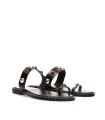 SANDALIAS PLANAS DE DEDO EN PIEL CON JOYA KISSIA JOPA-3 MARRÓN