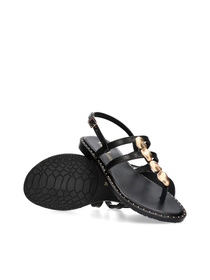 SANDALIAS CÓMODAS Y FEMENINAS CON ABALORIOS KISSIA JOPA 4 NEGRO