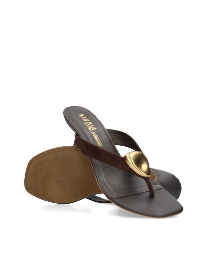 SANDALIAS DE PIEL CON TACÓN MARRÓN KISSIA JOPA 12