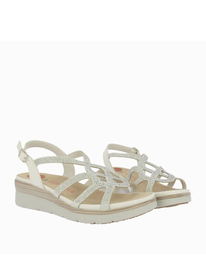 SANDALIAS CONFORT CON DETALLES BRILLANTES PARA MUJER DOCTOR CUTILLAS 31803 BEIGE