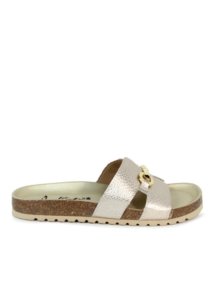 SANDALIAS PLANAS METALIZADAS Y PLANTA BIO APLAUSO 10C-SUKURU ORO