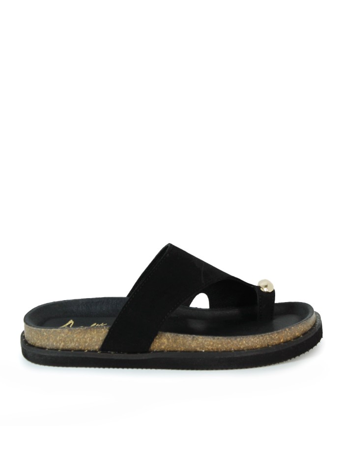 SANDALIAS DE DEDO CON DETALLE METÁLICO PARA MUJER APLAUSO 9-WANDA NEGRO