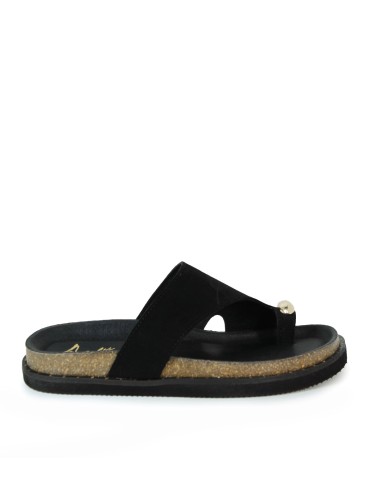 SANDALIAS DE DEDO CON DETALLE METÁLICO PARA MUJER APLAUSO 9-WANDA NEGRO