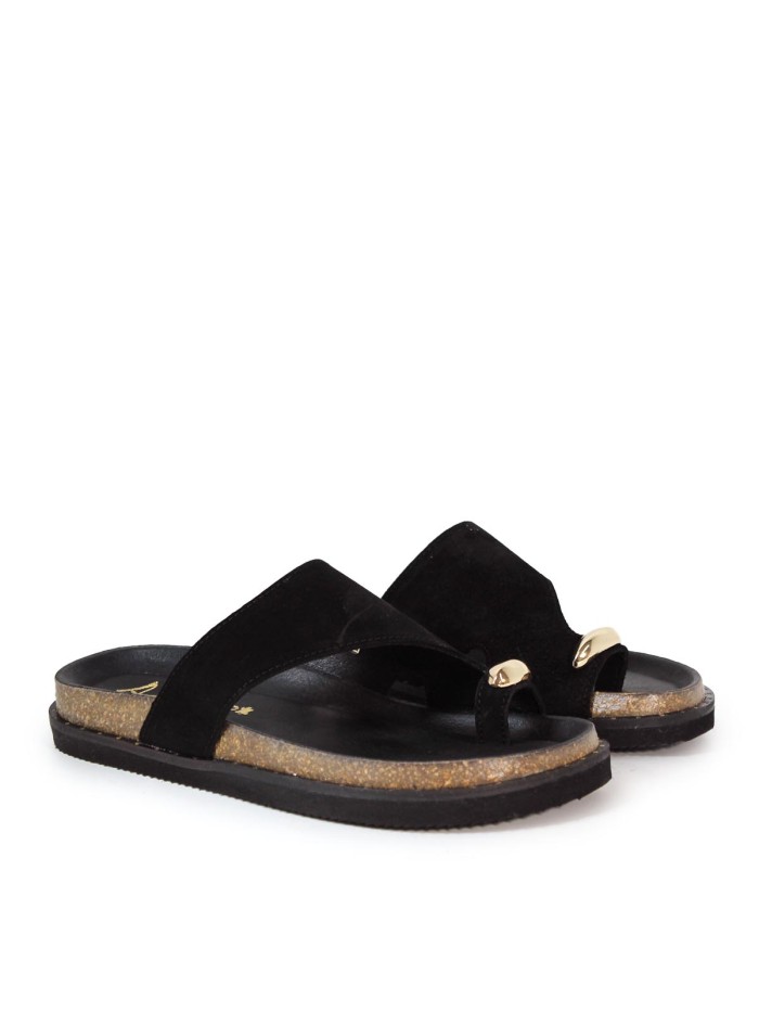 SANDALIAS DE DEDO CON DETALLE METÁLICO PARA MUJER APLAUSO 9-WANDA NEGRO