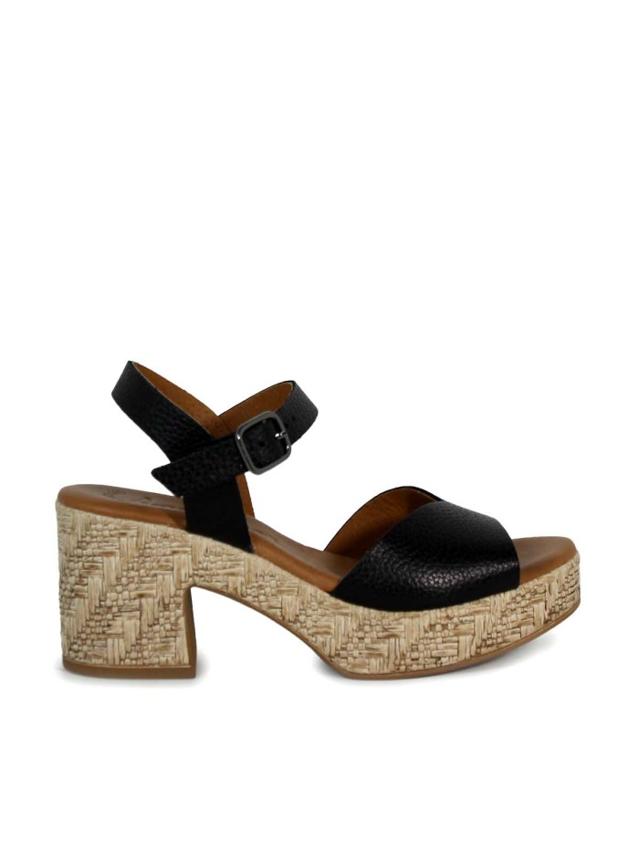 SANDALIAS DE TACÓN PLANTA DE GEL PARA MUJER APLAUSO BOMBI 3132 NEGRO