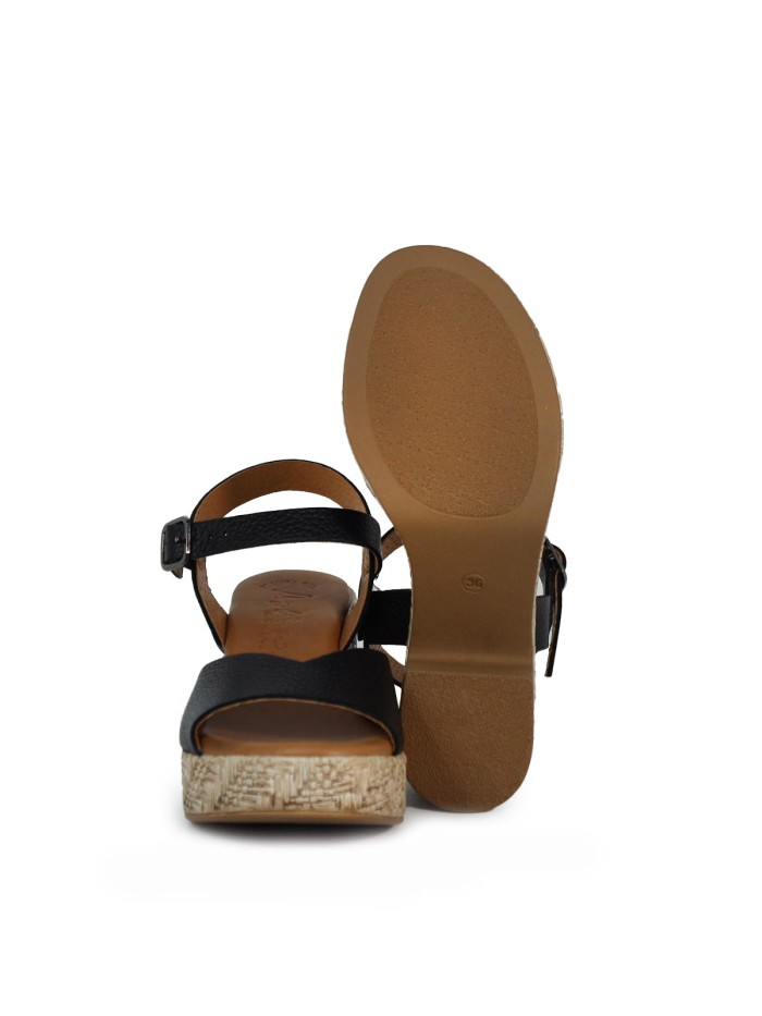 SANDALIAS DE TACÓN PLANTA DE GEL PARA MUJER APLAUSO BOMBI 3132 NEGRO
