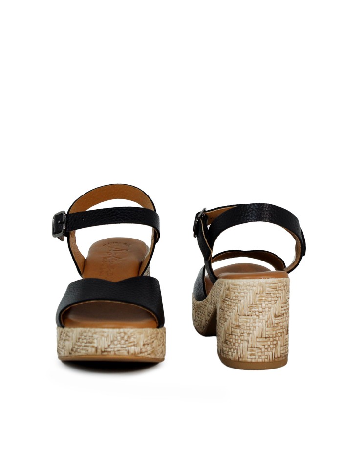 SANDALIAS DE TACÓN PLANTA DE GEL PARA MUJER APLAUSO BOMBI 3132 NEGRO