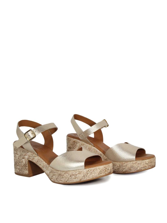 SANDALIAS DE TACÓN PLANTA DE GEL PARA MUJER APLAUSO BOMBI 3132 PLATINO