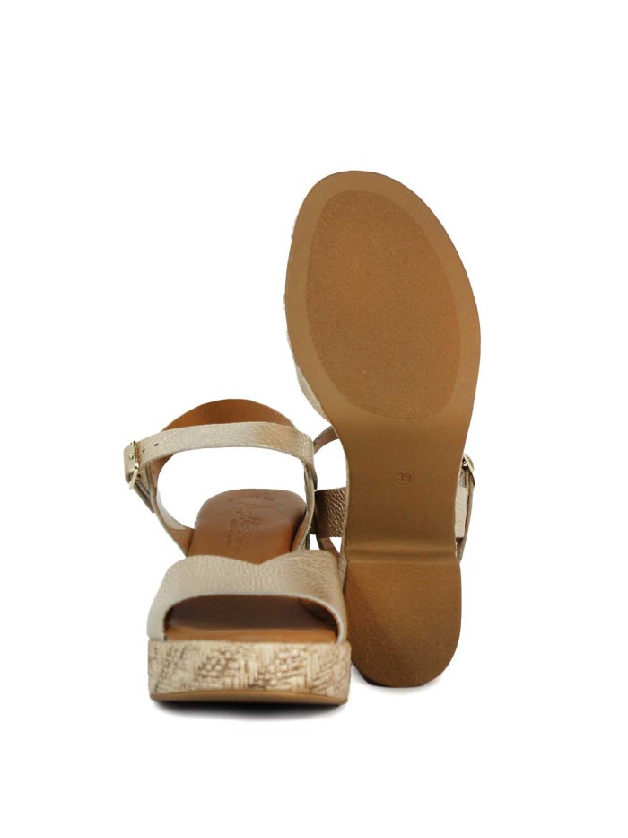 SANDALIAS DE TACÓN PLANTA DE GEL PARA MUJER APLAUSO BOMBI 3132 PLATINO