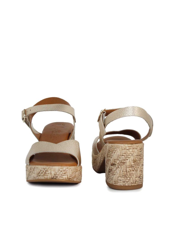 SANDALIAS DE TACÓN PLANTA DE GEL PARA MUJER APLAUSO BOMBI 3132 PLATINO
