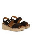 SANDALIAS DE PIEL SERRAJE CON CUÑA Y PLANTA DE GEL PARA MUJER APLAUSO 2661 MARRÓN