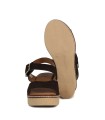 SANDALIAS DE PIEL SERRAJE CON CUÑA Y PLANTA DE GEL PARA MUJER APLAUSO 2661 MARRÓN