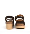 SANDALIAS DE PIEL SERRAJE CON CUÑA Y PLANTA DE GEL PARA MUJER APLAUSO 2661 MARRÓN
