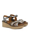 SANDALIAS DE PIEL METALIZADA CON PLANTA DE GEL PARA MUJER APLAUSO 2656 PLOMO