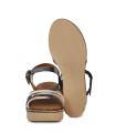 SANDALIAS DE PIEL METALIZADA CON PLANTA DE GEL PARA MUJER APLAUSO 2656 PLOMO