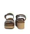 SANDALIAS DE PIEL METALIZADA CON PLANTA DE GEL PARA MUJER APLAUSO 2656 PLOMO