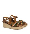 SANDALIAS DE PIEL METALIZADA CON PLANTA DE GEL PARA MUJER APLAUSO 2656 MULTICOLOR
