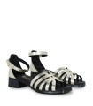 SANDALIAS DE PIEL METALIZADA CON PLANTA DE GEL Y TACÓN BAJO PARA MUJER APLAUSO 2697 PLATINO