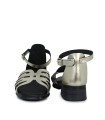 SANDALIAS DE PIEL METALIZADA CON PLANTA DE GEL Y TACÓN BAJO PARA MUJER APLAUSO 2697 PLATINO