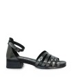 SANDALIAS DE PIEL METALIZADA CON PLANTA DE GEL Y TACÓN BAJO PARA MUJER APLAUSO 2697 PLOMO