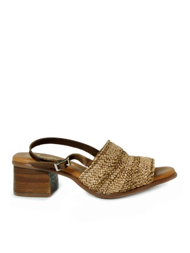 SANDALIAS DE TACÓN CON PLANTA DE GEL PARA MUJER APLAUSO 2732 CUERO