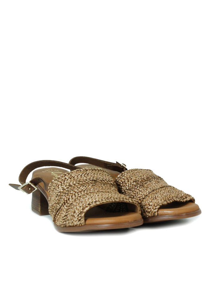 SANDALIAS DE TACÓN CON PLANTA DE GEL PARA MUJER APLAUSO 2732 CUERO